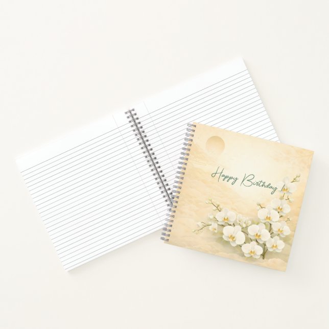 Elegant Yellow Orchid Birthday Notebook (Inside)