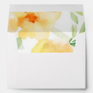 Elegant yellow peach orange watercolor floral envelope