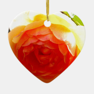 Elegant yellow peach red apricot floral rose ceramic ornament