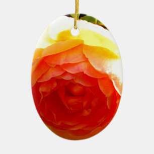 Elegant yellow peach red apricot floral rose ceramic ornament