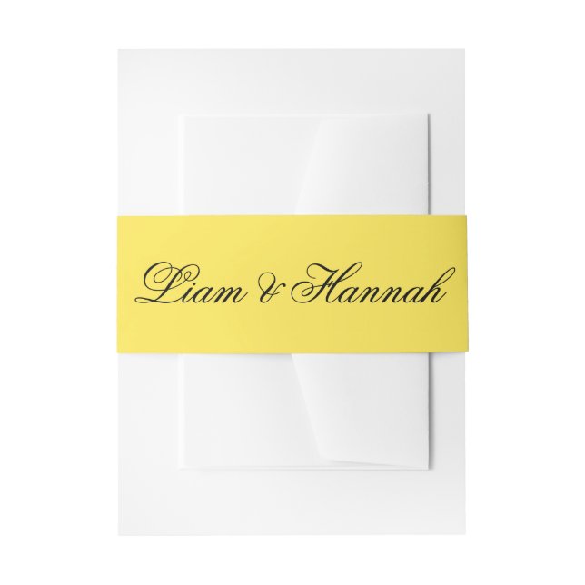 Elegant Yellow Personalized Wedding Invitation Invitation Belly Band (Front Example)