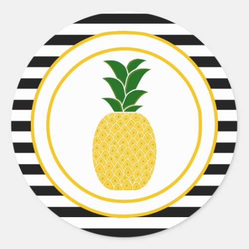 Elegant Yellow Pineapple Classic Round Sticker
