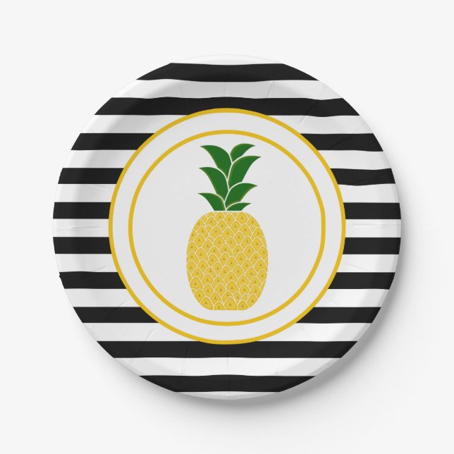 Elegant Yellow Pineapple Paper Plates (Front)