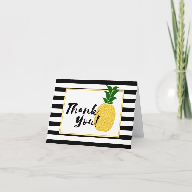 Elegant Yellow Pineapple Thank You Card (Front)
