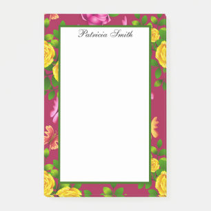 Elegant Yellow, Pink And Purple Rose Flower Post-it Notes