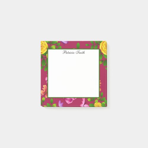 Elegant Yellow Pink And Purple Rose Flower Post_it Notes