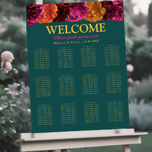 Elegant yellow pink green floral wedding seating  foam board