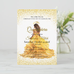 Elegant yellow quinceanera invitation