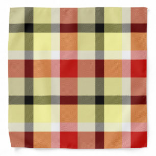  Elegant Yellow Red Black White Modern Tartan  Bandana