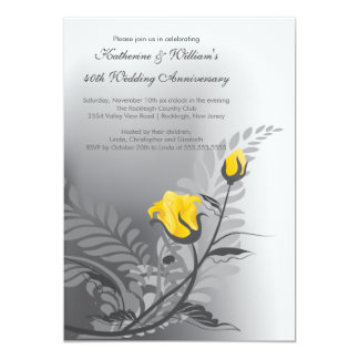 Elegant Yellow Rose Anniversary Invitation