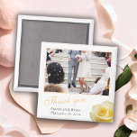 Elegant Yellow Rose Floral Photo Thank you Wedding Magnet<br><div class="desc">A favor wedding magnet with a wedding photo, bride and groom names and wedding date. Personalize with your wedding photo and other details. The text is in a script and the background is white. A floral favor magnet with a beautiful yellow rose. An elegant and stylish thank you magnet -...</div>