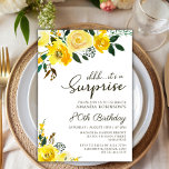 Elegant Yellow Rose Floral Surprise 80th Birthday Invitation<br><div class="desc">Modern elegant yellow watercolor floral Surprise 80th (or any age) birthday party invitations. Celebrate in style with our elegant, modern eighty birthday party invitations, featuring a beautiful botanical garden yellow watercolor rose floral design. This sophisticated invitation showcases stylish calligraphy and typography with a charming arrangement of yellow watercolor roses and...</div>