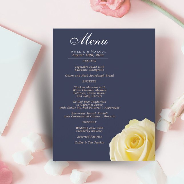 Elegant Yellow Rose Flower Floral Wedding Menu (Creator Uploaded)