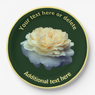 Elegant Yellow Rose Flower Personalized Party  Paper Plates