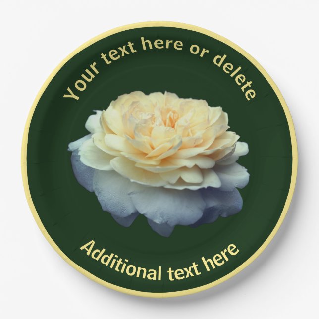 Elegant Yellow Rose Flower Personalized Party  Paper Plates (Front)