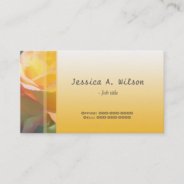 Elegant yellow rose flower professional business card (Front)