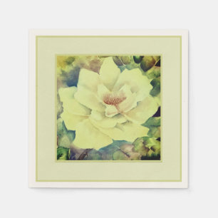 Elegant Yellow Rose Paper Table Napkins