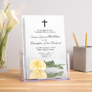 Elegant Yellow Rose Posh Catholic Wedding Program Brochure