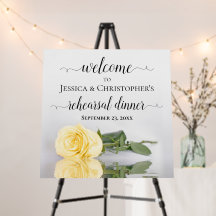 Elegant Yellow Rose Rehearsal Dinner Welcome