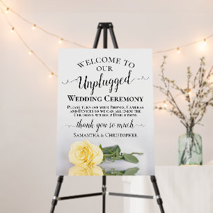 Elegant Yellow Rose Unplugged Wedding Ceremony Foam Board