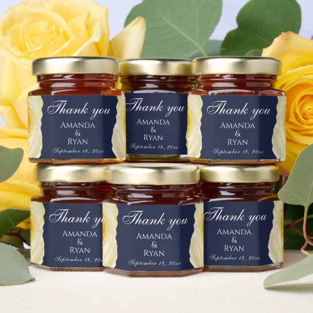 Elegant Yellow Rose Wedding Guest Thank you Honey Jar Favors (Insitu)