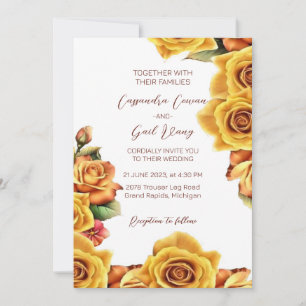 Elegant Yellow Rose Wedding Invitation