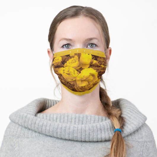 Elegant Yellow Roses Adult Cloth Face Mask (Worn)
