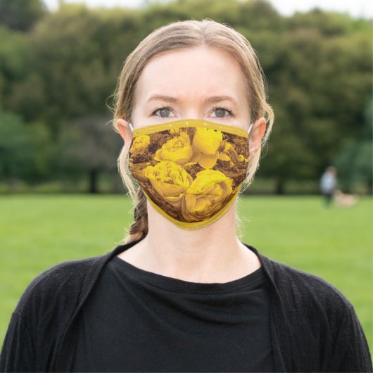 Elegant Yellow Roses Adult Cloth Face Mask (Outside)