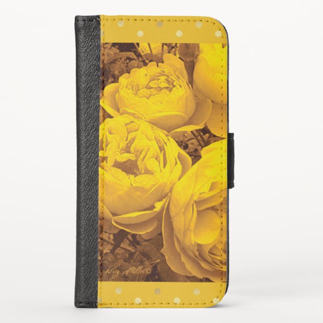 Elegant Yellow Roses iPhone Wallet Case (Front)