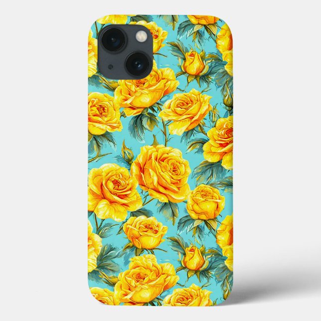Elegant Yellow Roses Stylish Botanical Design Case-Mate iPhone Case (Back)