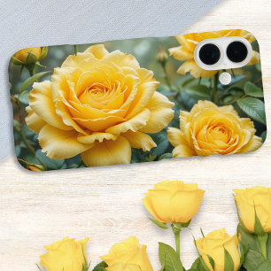 Elegant Yellow Roses with Raindrops Floral Garden iPhone 16 Plus Case