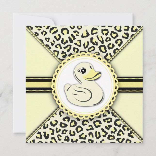 Elegant Yellow Rubber Duck Baby Shower Invitation (Front)