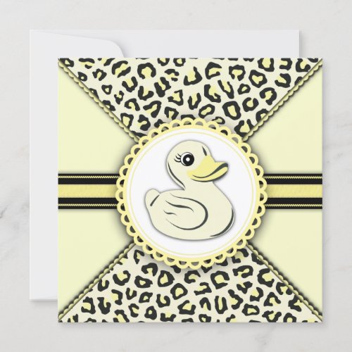 Elegant Yellow Rubber Duck Baby Shower Invitation
