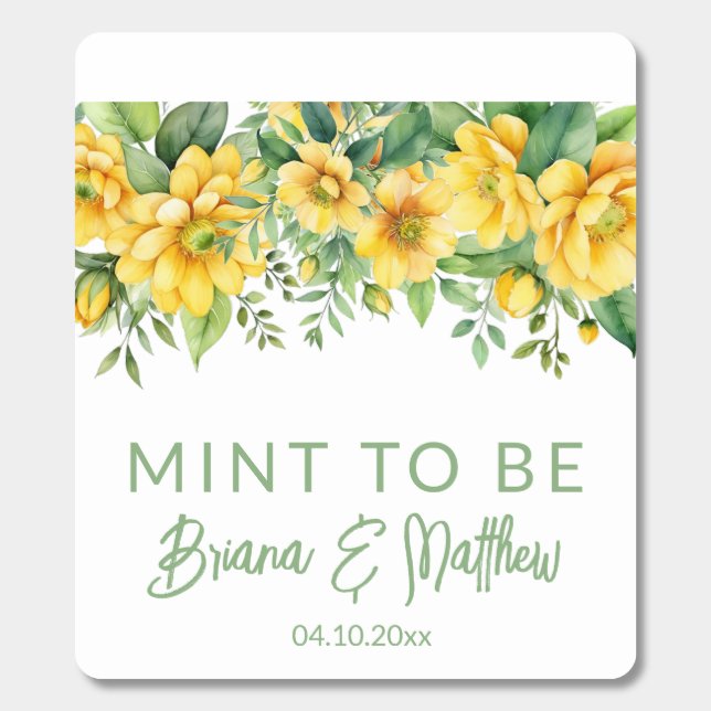 Elegant Yellow Sage Floral Mint Wedding Favors (Sticker)