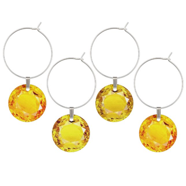 Elegant Yellow Sapphire Gemstones Wine Charm (Staggered)
