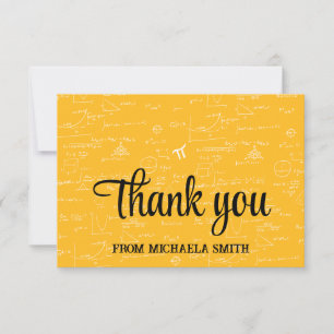 Elegant Yellow Script Mathematics Graduation Thank You Card