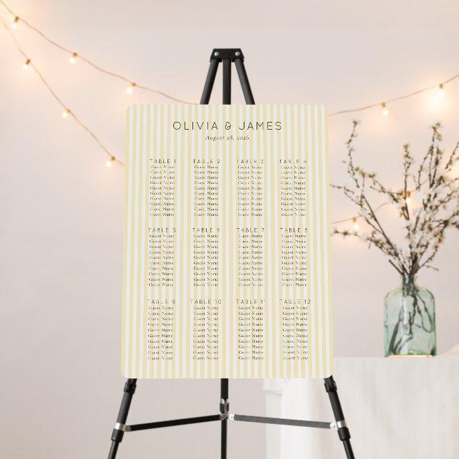 Elegant Yellow Seating Chart Foam Board (In Situ (Stand))