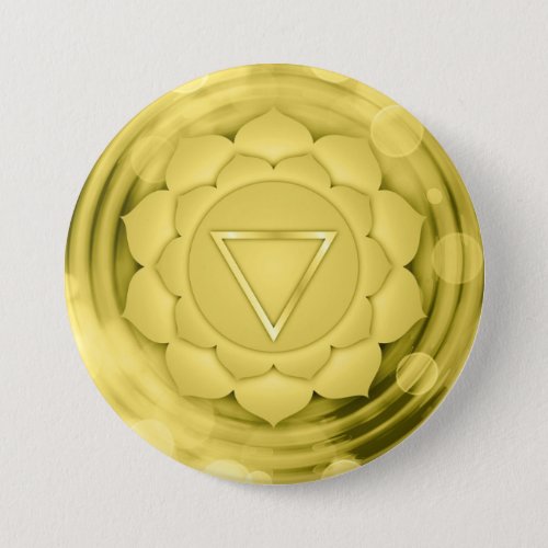 Elegant Yellow Solar Chakra Zen Yoga Spiritual Button