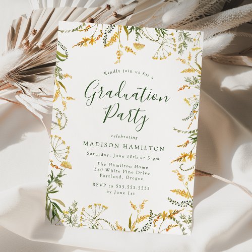 Elegant Yellow Spring Floral Graduation Party