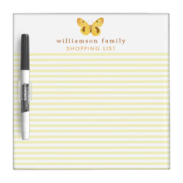Elegant Yellow Stripes &amp; Butterfly - Personalized Dry Erase Board