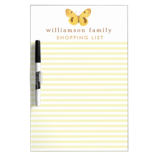 Elegant Yellow Stripes  Butterfly _ Personalized  Dry Erase Board