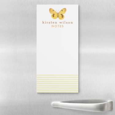 Elegant Yellow Stripes & Butterfly - Personalized
