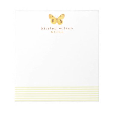 Elegant Yellow Stripes & Butterfly - Personalized 