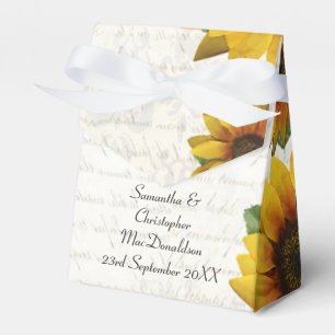 Elegant yellow sunflower country floral wedding favor boxes