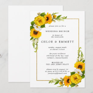 Elegant Yellow Sunflower Floral Wedding Brunch Invitation