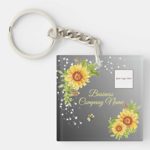 Elegant Yellow Sunflower Gradient Custom Business  Keychain