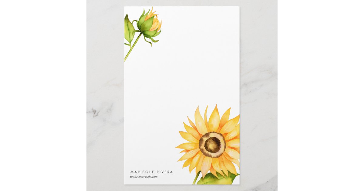 Elegant Yellow Sunflower Personalized Stationery | Zazzle