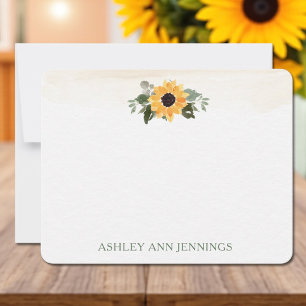 Elegant Yellow Sunflower Personalized Stationery Note Card