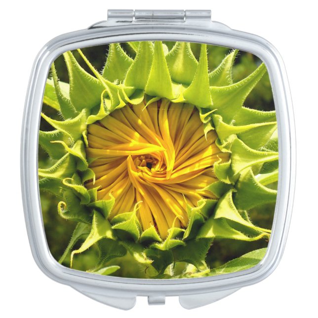 Elegant yellow sunflower photo mirror for makeup (Front)