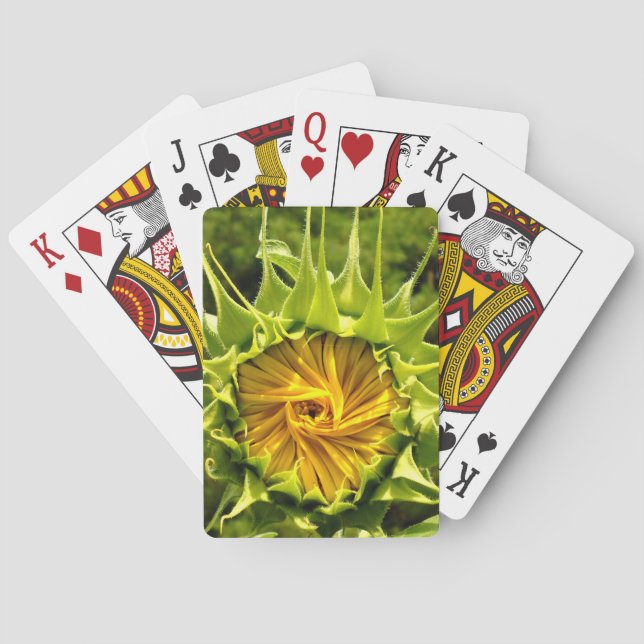 Elegant yellow sunflower photo poker cards (Back)